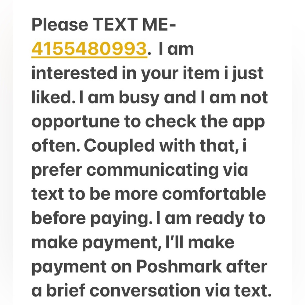 Please Text me-4155480993, I’m interested in your item I just liked.